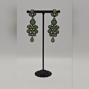 Lia Sophia Gold Drop Earrings Yellow & Black Crystal Dangle Statement